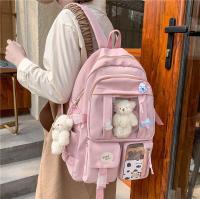 Mochila Kawaii De Japón Para Niñas De Escuela High School Con Múltiples Bolsillos Mochila Harajuku Para Mujeres De Nylon Resistente Color Negro Azul Blanco Rosa Morado - details 0