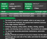 Alicates Multifuncionales LAOA 8-en-1 Acero Inoxidable Desencapadores De Cables Nariz De Agujas Tijeras Para Enrollar Cables - details 5
