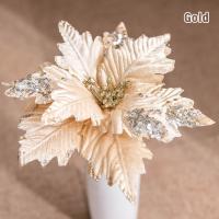 Flores Artificiales De Navidad Con Brillo Decoraciones Para Árbol De Navidad Y Casa Adornos DIY Para Fiesta De Año Nuevo Regalo - details 1