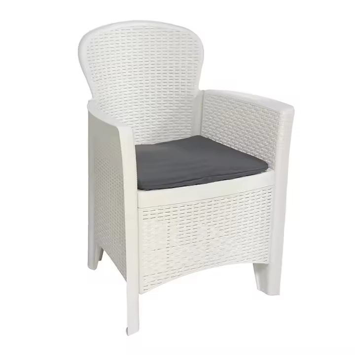Sillón Progarden Folia Blanco con Cojín - Rattan Polipropileno - 60x58x89 Cm - 1