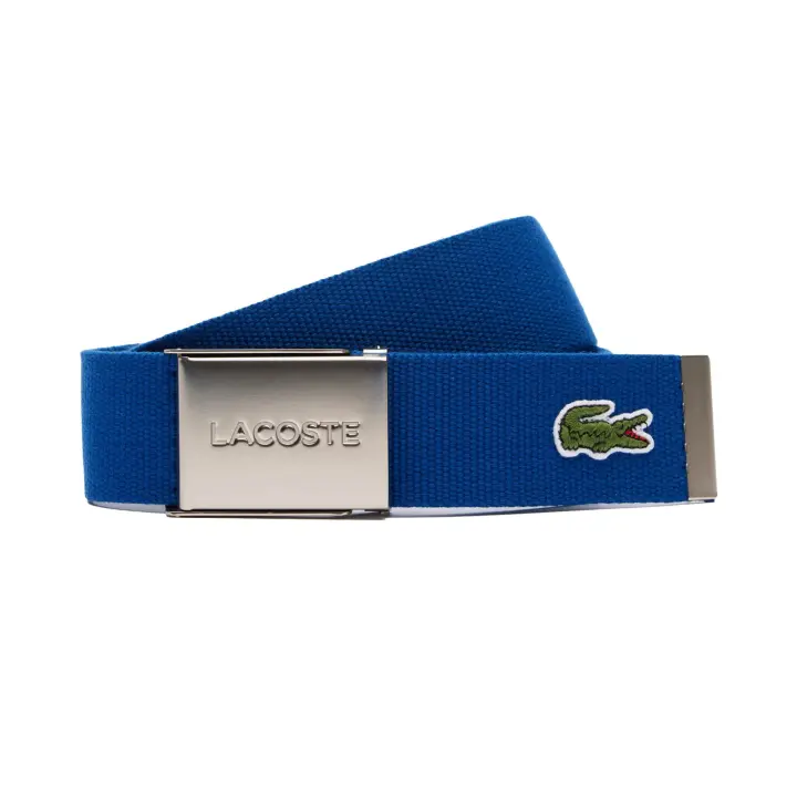 LACOSTE Cinturón de Hombre de Tela - Estuche práctico, Cierre de Hebilla deslizante grabado - 1