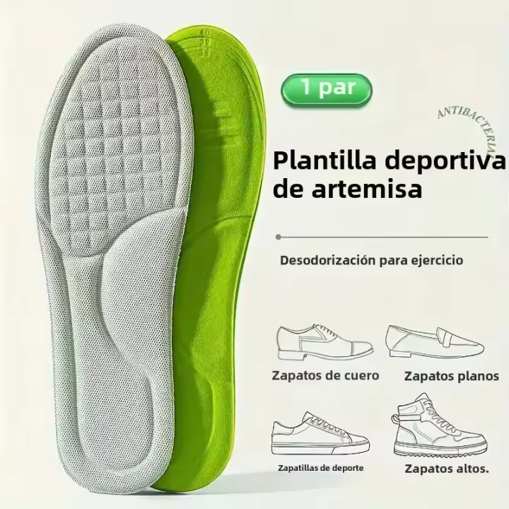 1par De Plantillas Deportivas 5D Invisibles Para Hombre Y Mujer Con Suela Suave Y Almohadilla Completa Para Absorber Choques - 1