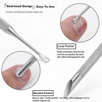 Herramienta De Manicura Doble Cabeza De Acero Inoxidable Para Eliminar Cutículas Y Preparar La Exfoliación Herramienta De Eliminar Piel Muerta Con Bevel Circular - details 1
