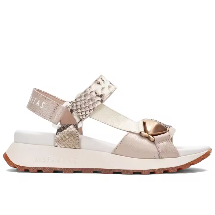 Hispanitas Maui sandalias de cuero beige y Python para mujer CHV253896 - 1