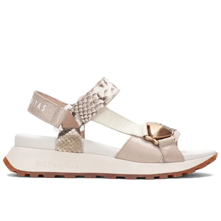 Hispanitas Maui sandalias de cuero beige y Python para mujer CHV253896 - 1