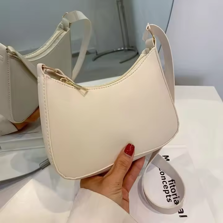Bolso De Hombro Para Mujer Pequeño En PU Cuero Moda Color Sólido Bolsa Mensajera Para Niñas Adolescentes Seasons Versátiles - 1