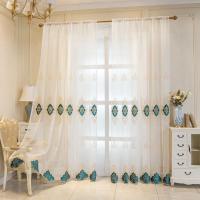 Cortina De Tules Bordadas Estilo Europeo Para Sala De Estar Y Dormitorio Sencilla Translúcida De Poliéster 100% Lujo Exquisito - details 4