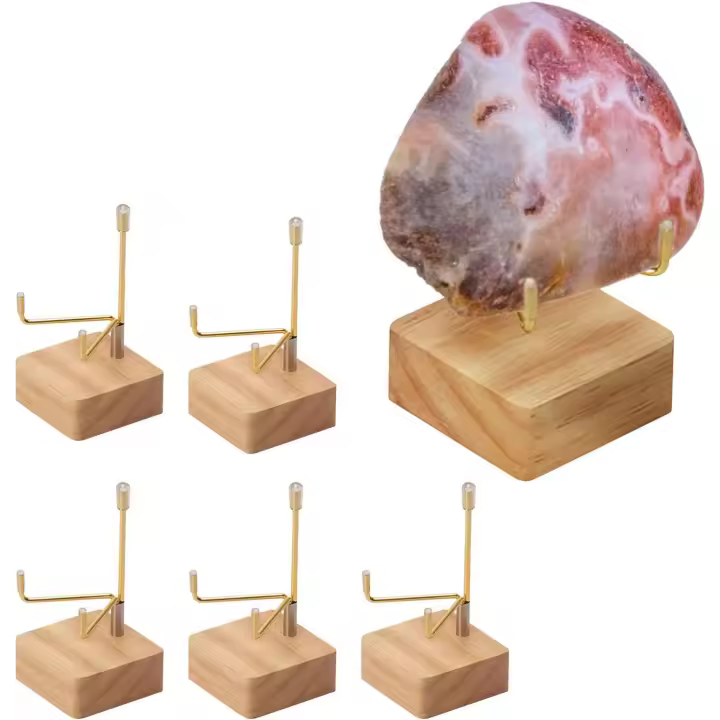 6 piezas de caballete de exhibición de acrílico con brazos de metal ajustables, soporte de exhibición de rocas, soporte de exhibición de cristales, soporte de geoda para piedras preciosas, fósiles, minerales de cristal, 2 × 2 × 3,8 pulgadas (acríli - 1