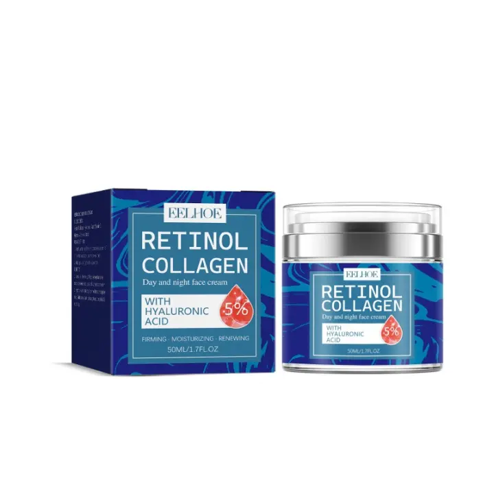 Crema de retinol para el rostro: humectante facial con colágeno y ácido hialurónico, antiarrugas, reduce las líneas finas, vitamina C + E, ingrediente natural, antienvejecimiento de día y noche para mujeres y hombres - 1