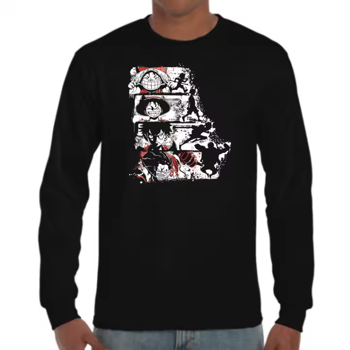 The Fan Tee Camiseta Manga larga de HOMBRE Piece One Monkey D Luffy Zoro Piratas Nami Gear 5  066 - 1