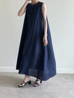 Vestido Largo Vintage De Algodón Y Lino Para Mujer REALEFT Sin Mangas Estilo Casual Suelto Con Cinturones Verano 2025 - details 33