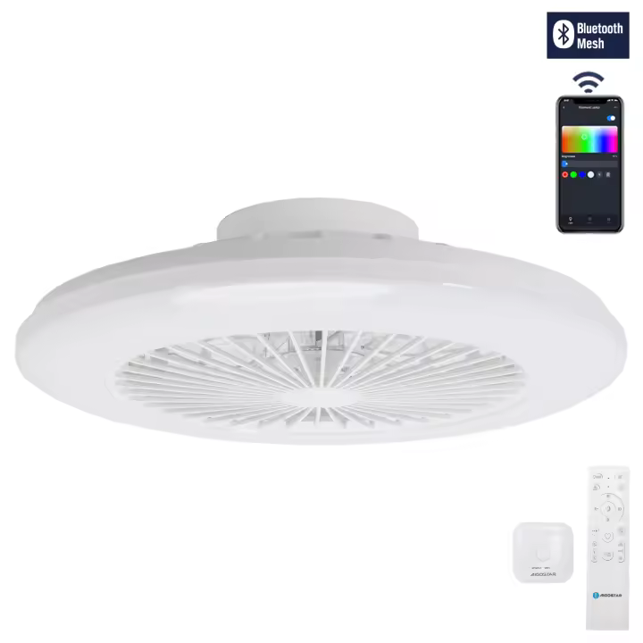 Aigostar- Ventilador Techo Alexa, Luz LED 40W, 4400LM, 2700K-6500K y RGB Regulable, Lampara Ventilador Techo Inteligente con Mando a Distancia y Gateway, Silencioso, 6 Velocidades, Diameter 50CM - 1