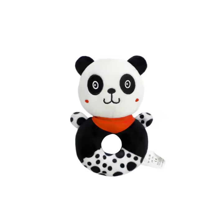 Juguete de peluche con forma de campana para bebé, con forma de manivela, de dibujos animados en blanco y rojo - 1