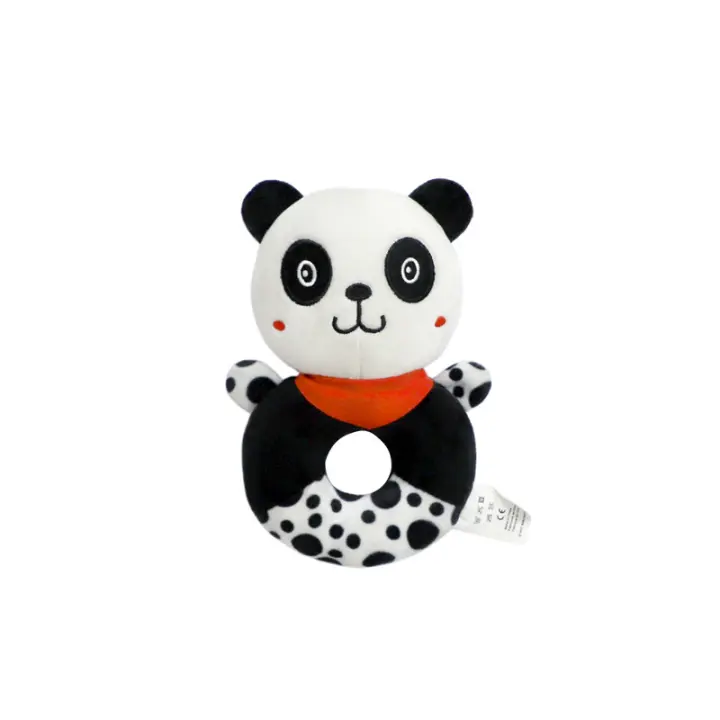 Juguete de peluche con forma de campana para bebé, con forma de manivela, de dibujos animados en blanco y rojo - 1