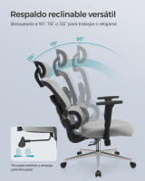 Silla Ergonómica de Oficina con Respaldo Alto de Malla - Soporte Lumbar Ajustable, Reposacabezas y Apoyabrazos 3D Ajustables, Ideal para Escritorio - details 2