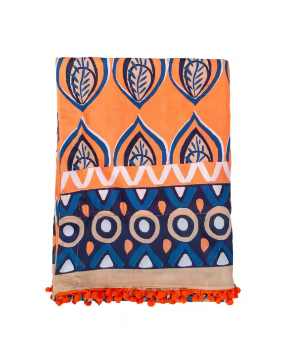 SUN & SURF Pareo Con Rizo Estampado Pluma Tendencia Moda 90X170CM Doble Textura - Toalla Resistente Playa Sol y Piscina - 1