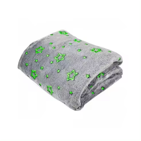 Mediawavestore - Manta Mágica para Niños Plaid Invernal de Piel Gris con Patrón Fluorescente - Acompaña a Tus Pequeños Durante la Noche - 1