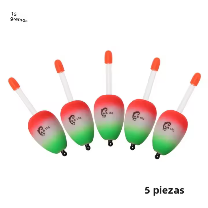 Set De 5 Flotadores Luminosos Para Pesca En El Mar EVA Flotadores Flotantes Duros Para Pesca En Barco Tamaños 10g-100g - 1