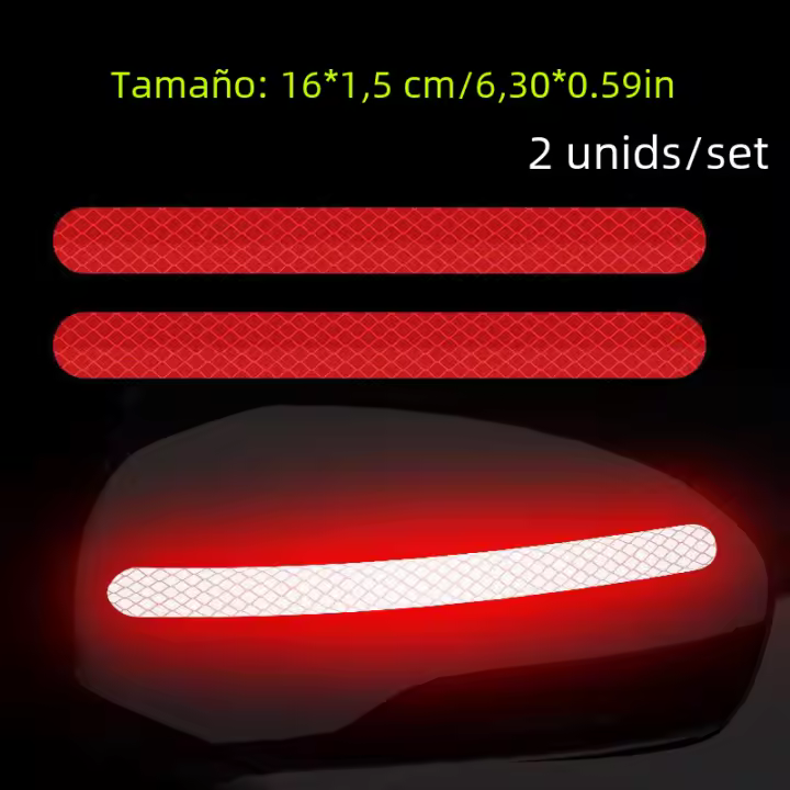 2pcs/set Almohadillas Reflectoras De Seguridad Para Coche Adhesivo Reflector Para Espejo Retrovisor Y Bandas De Seguridad - 1