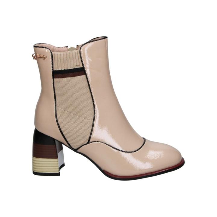 ROCKAWAY | Botines de Tacón Rockaway para Mujer – Botines Elegantes en Beige con Detalles – Botín con Cremallera Lateral – Tacón Medio y Cómodo – Estilosos – Modelo 84563B
