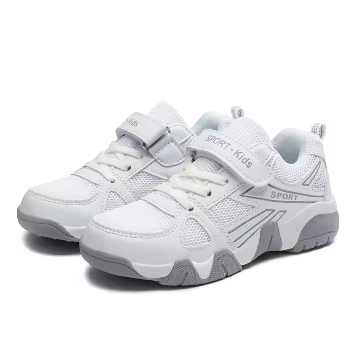 Zapatillas Deportivas Blancas Para Niños Y Niñas Zapatos Casuales Transpirables Con Suela Antideslizante Tela De Malla Para Niños Y Niñas Edad 7-13 - 1