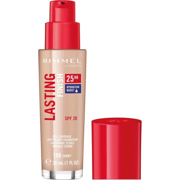 Lasting Finish Rimmel Tono 100 Ivory 30ml: Base de maquillaje de larga duración, ideal para una cobertura perfecta y un acabado natural.