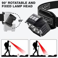 Linterna Frontal LED Recargable 1200 Lumen Con Sensor De Movimiento Impermeable Para Camping Al Aire Libre Pesca 360° Ángulo De Haz - details 4