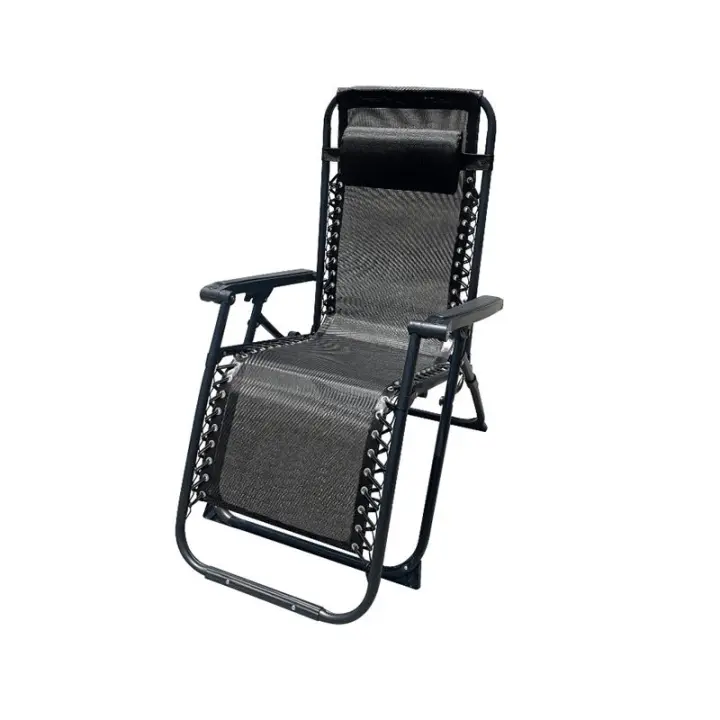 Marbueno Tumbona Plegable Acero Con Cojin Jardin y Piscina 90X66X108 cm Gravedad Cero Negra 10006 - 1