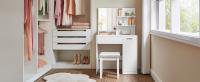 VASAGLE Tocador, Mesa de Maquillaje con Espejo Grande, Gabinete con 2 Estantes Ajustables, 1 Cajón, 2 Estantes Abiertos,Estilo Moderno, Blanco - details 1