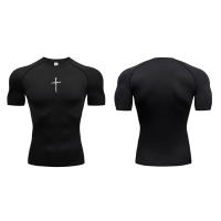 Camiseta De Compresión Con Estampado De Cruz Para Hombres Entrenamiento En El Gimnasio Ropa Deportiva De Secado Rápido Camiseta Delgada Para Correr - details 6