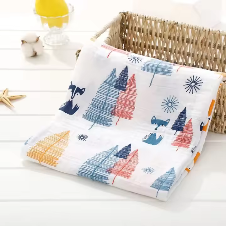 Mantel De Muselina Para Bebé 120x110cm Suave Toalla De Baño Para Recién Nacidos Pañales Envolver Y Cubrir Infante Unisex - 1