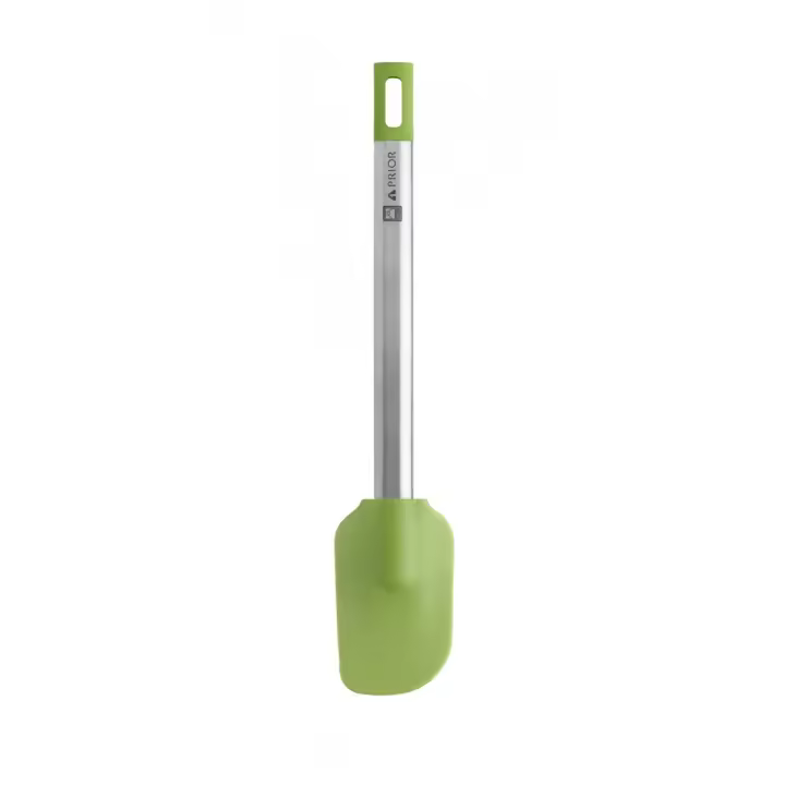 Bra - Lengua Pastelera Prior, 27.5 cm, Acero Inoxidable y Silicona Verde, Apto Lavavajillas, Utensilio Cocina, Rebañar y Recoger - 1
