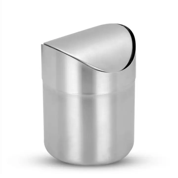 Papelera de Mesa Altura: 16 cm diámetro: 12 cm Plata 1 Paquete - 1