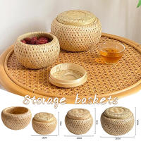 Cesta De Almacenamiento De Bambú Con Tapa Doble Hecha a Mano Para Té Frutas Aperitivos Caja De Almacenamiento Para Mesa - details 0