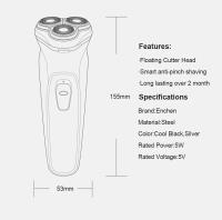 ENCHEN máquina de afeitar eléctrica Blackstone para hombre, afeitadora rotativa con cuchilla flotante 3D, lavable, recargable por USB, tipo C, PLATA - details 11