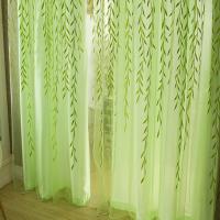 Cortinas Verdes De Hojas De Sauce 2 Paneles Diseño De Estampado Transparentes Cortina Voile Para Decoración De Habitaciones Y Salones - details 16