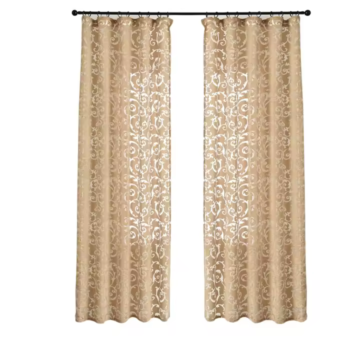 Leejoom Cortinas De Ojolet Lujo Europeo Para Sala De Estar Floral Jacquard Tulle 1PC Translúcida Instalación Exterior Polyester - 1