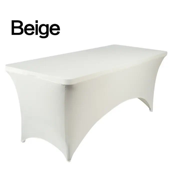 Mantel De Tela Plegable De Spandex Alta Elasticidad De 4/6FT Para Bodas Y Fiestas Rectangular Cubierta De Mesa Para Banquetes Y Comedor - 1