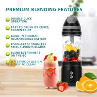 Licuadora y exprimidor de 6 cuchillas Mini - Carga USB, pantalla digital de 3 velocidades, cuchillas de acero inoxidable para smoothies, batidos y jugos frescos - Portátil, ideal para camping, viajes y regalos, Camping Essentials | Gadget de cocina modern - details 7