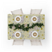 La fabrica de las telas-Mantel Navidad  Culla brillo dorado y plateado , tela algodón loneta estampada, lavable, suave, tejido de calidad, cuadrado y rectangular.Decoración hogar, cocina, salon ,comedor, balcón. Noche buena, navidad, noche vieja. - details 1