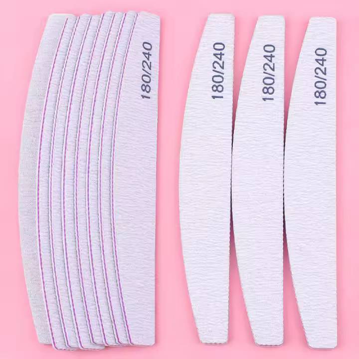 Set De 10 Piezas De Archos Para Uñas Doble Cara Para Manicura Con Papel De Herramientas De Limpieza Curva 100/180 Y 80/80 - 1