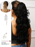 Pony Cola De Caballo Sintética Resistente Al Calor Larga Negra 22 Pulgadas Extensiones De Cabello Con Clip En Rizado Full Machine - details 2