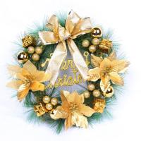 Corona Navideña Roja Y Dorada De 30cm Para Puerta De Entrada Decoración De Hogar Para Pared Y Ventana Adornos De Navidad 2024 - details 4