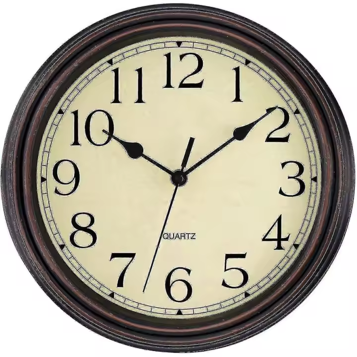 Silent No Tick Round Retro Reloj de cuarzo Reloj de pared (12 pulgadas) - 1