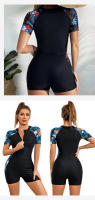 Traje De Baño De Un Pie Para Mujer Talla Grande Con Cierre De Cremallera Deporte Y Surf Estilo De Top Chaleco Floral Polyester - details 6