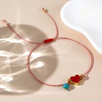 Pulsera Go2boho Martis Serie Con Inlay De Copo De Nieve Turquesa Sintética Y Metal Corazón Rojo Y Naranja Estilo Griego Clásico Para Ella - details 4