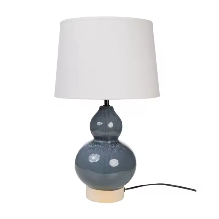 LAMPARA CERAMICA AZUL/BEIGE C/PANTALLA HM1124 FIJALO - 1