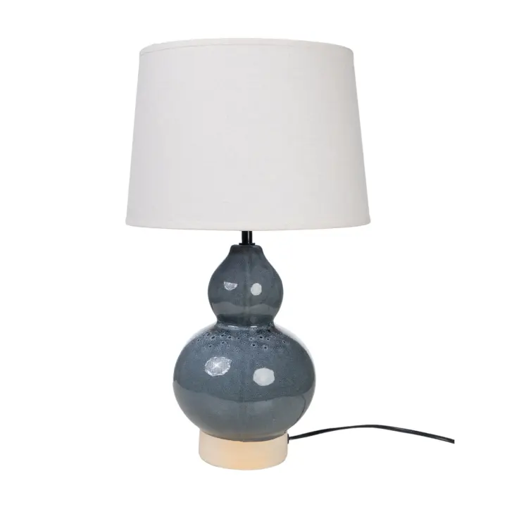 LAMPARA CERAMICA AZUL/BEIGE C/PANTALLA HM1124 FIJALO - 1