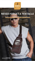 BULLCAPTAIN Bolsa De Pecho Para Hombre 2023 Cuero Genuino Gran Capacidad Casual Estilo Clásico Con Cierre De Cremallera Y Hebilla - details 3