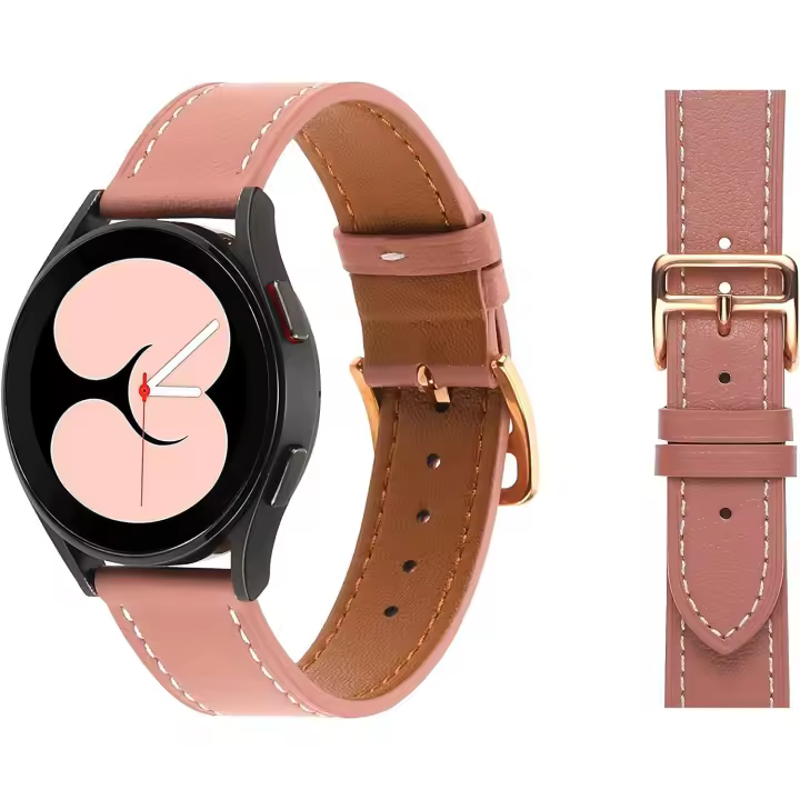Correa de repuesto de cuero genuino de 20 mm para Galaxy Watch 4, compatible con Samsung Galaxy Watch 4 de 40 mm/44 mm y Galaxy Watch4 Classic de 42 mm/46 mm. - 1